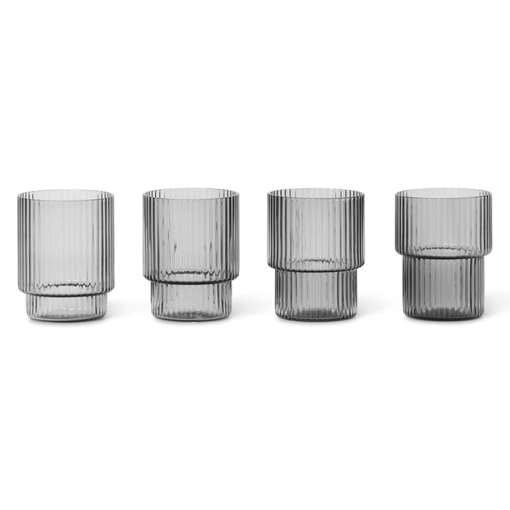 Ripple glas small 6 cl 4-pack - Smoked grey - Ferm Living