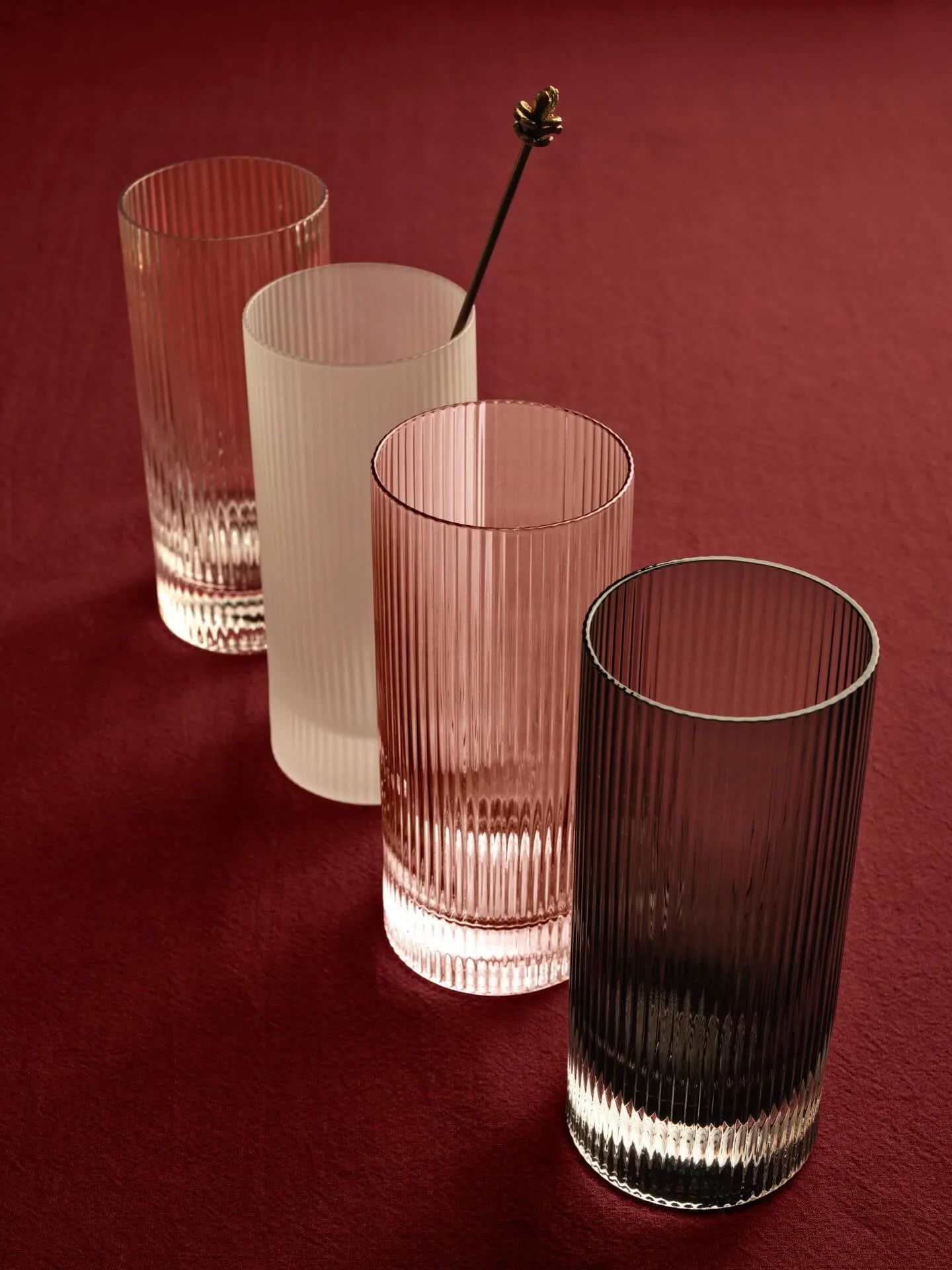 Ripple Highball glas 48 cl 2-pack, Smoked grey Ferm Living