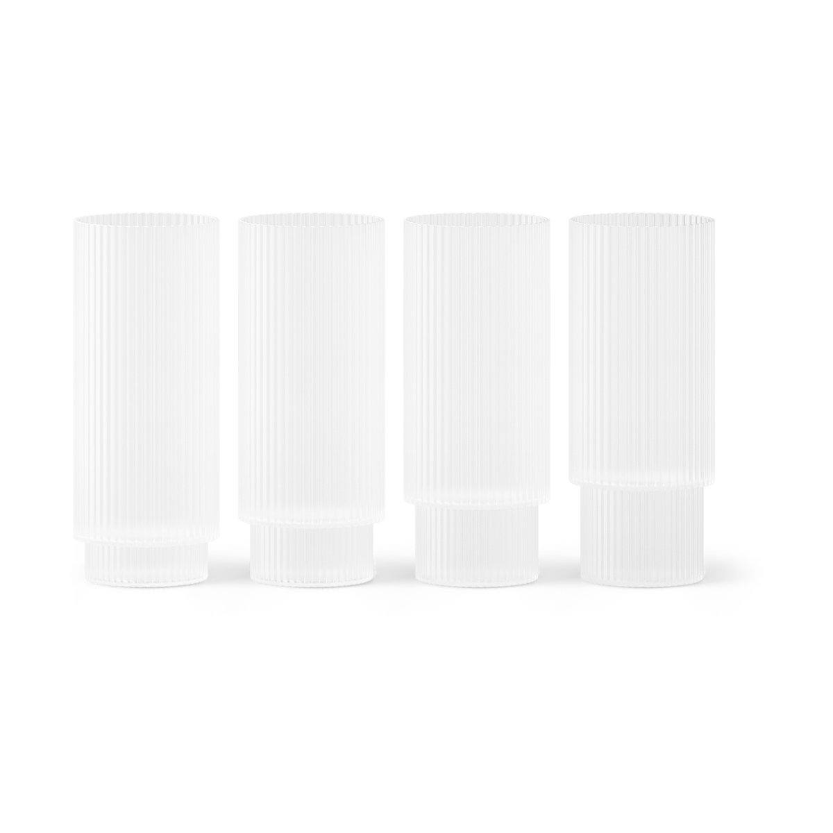 Ferm Living Ripple long drink glas 4-pack Frosted | Skandinavisk Design | Drinkglas | Vit