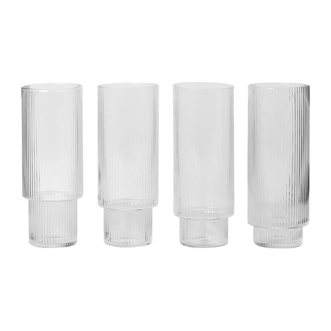 Ripple long drink glas 4-pack - klar - Ferm Living