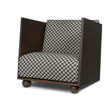 Rum Lounge Chair Check - Dark Stained-Sand-Black - Ferm Living