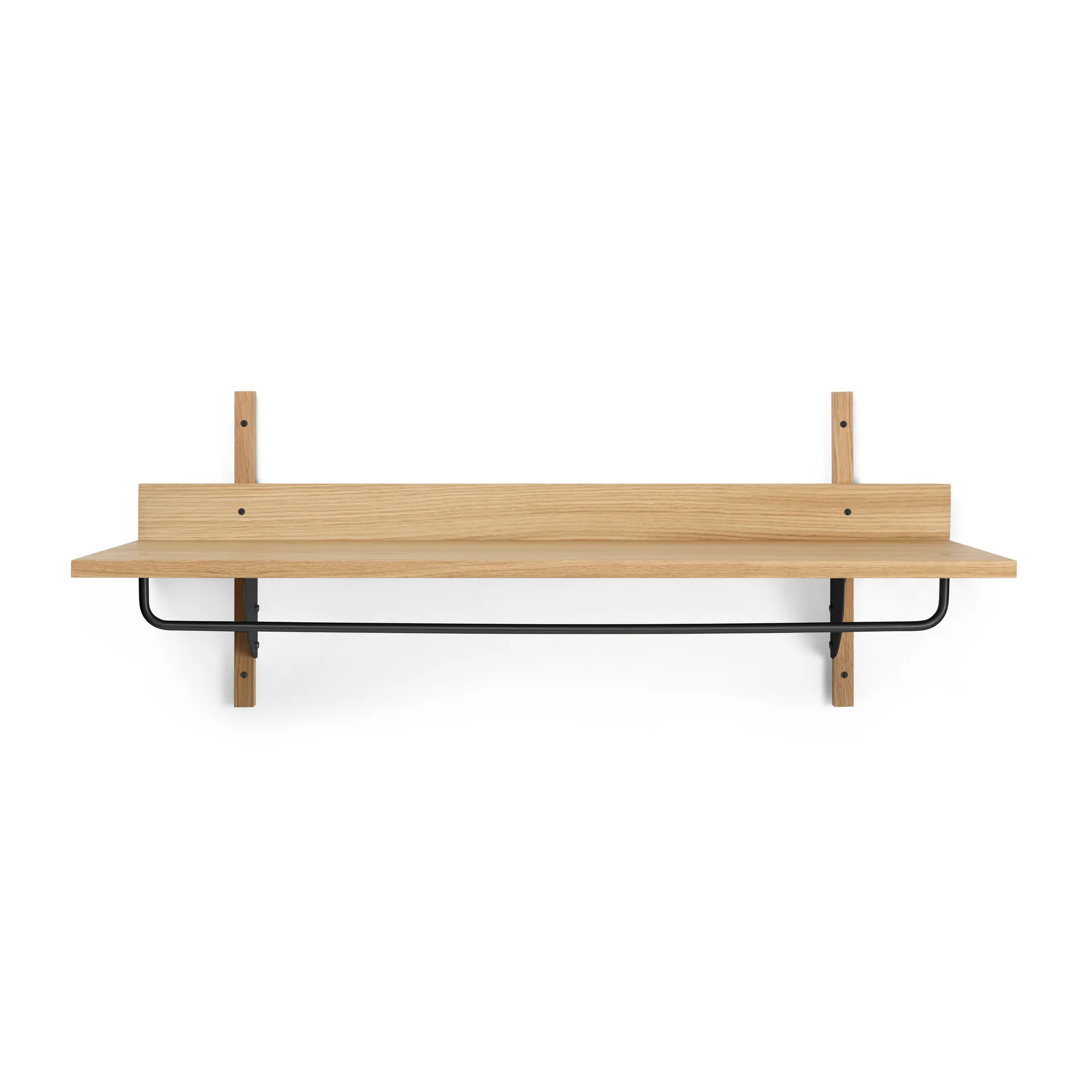 Sector hylla med stång 37x87 cm, Oak-black brass Ferm Living