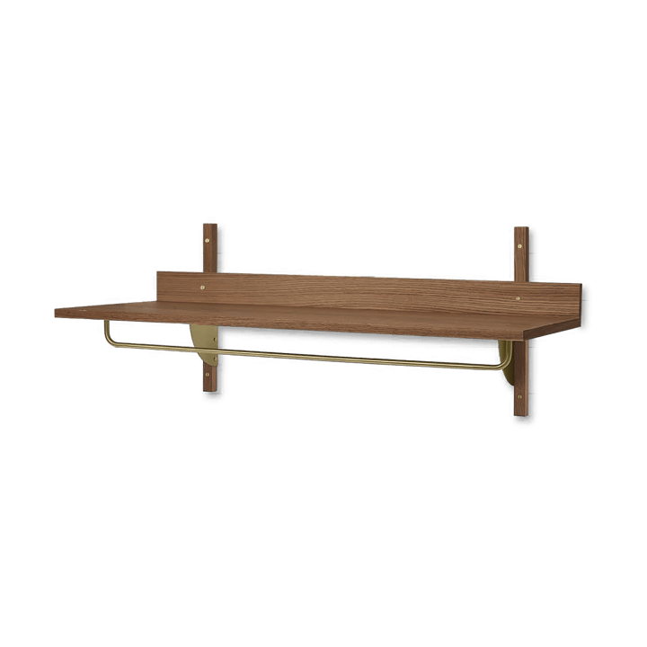 Sector hylla med stång 37x87 cm, Smoked Oak, brass Ferm Living