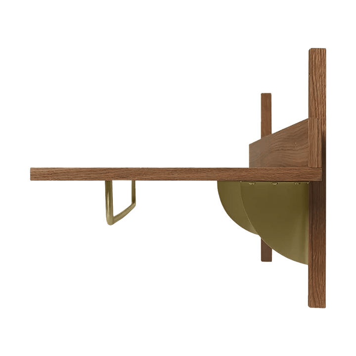 Sector hylla med stång 37x87 cm, Smoked Oak, brass Ferm Living