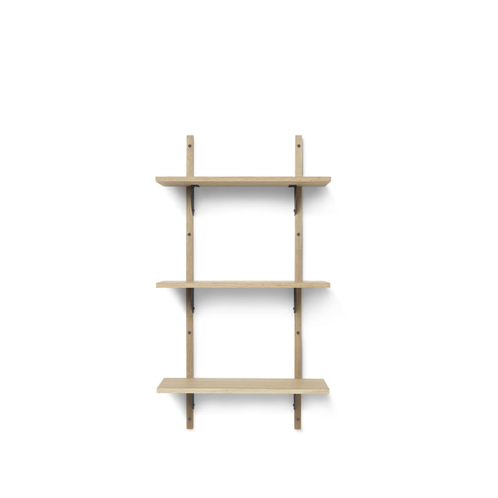 Sector hylla triple narrow - natural oak, s/l, svart mässing - Ferm Living