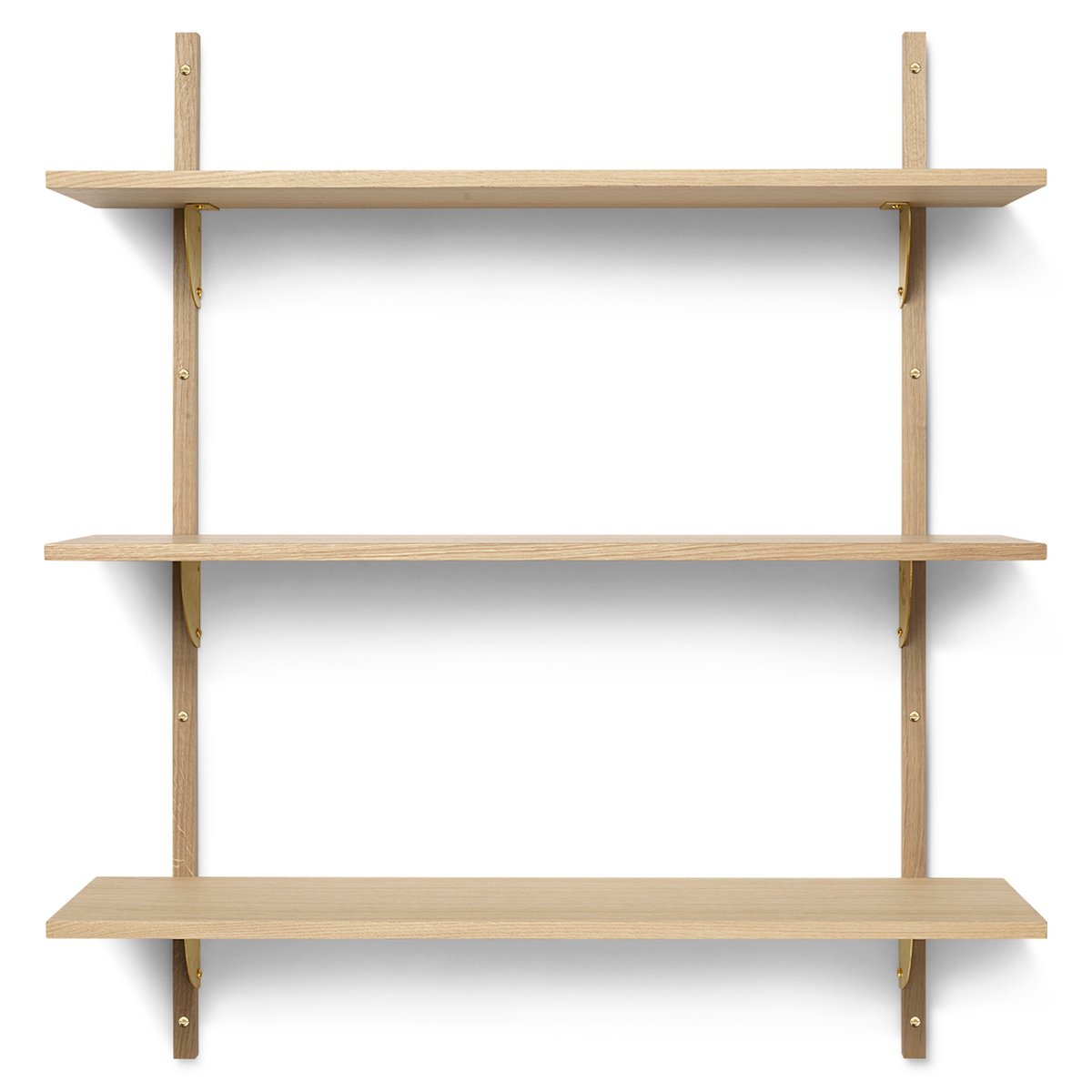 Ferm Living Sector hylla triple wide Ek-mässing | Skandinavisk Design | Hyllor & Hyllsystem | Brun