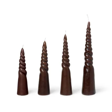 Twisted candles skruvade ljus 4-pack - Brown - Ferm Living
