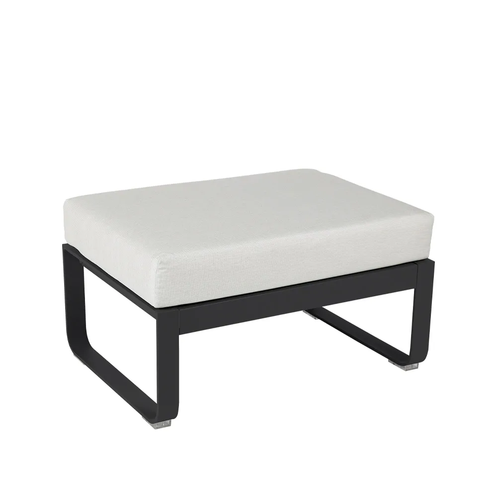 Bellevie 1-sits fotpall, Anthracite (grå), off-white dyna Fermob