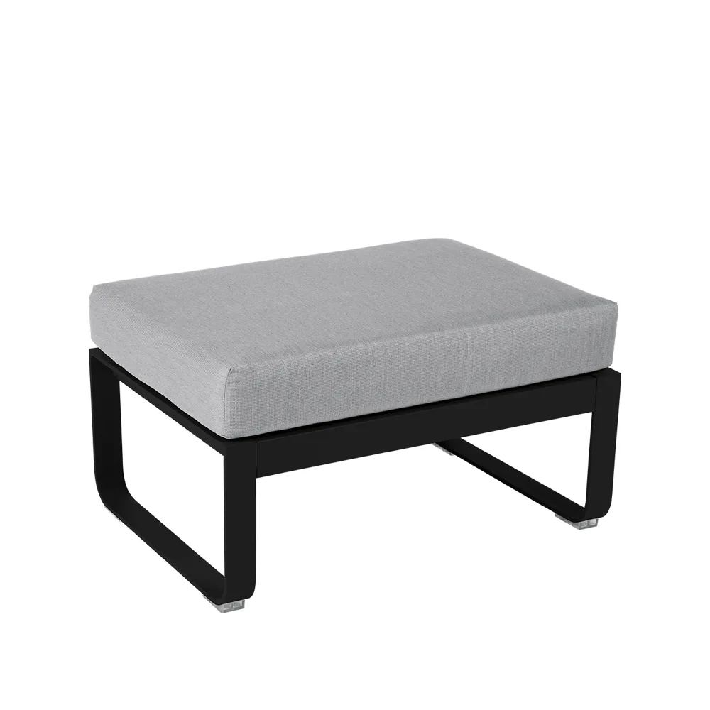 Bellevie 1-sits fotpall, Liquorice (svart), flannel grey dyna Fermob