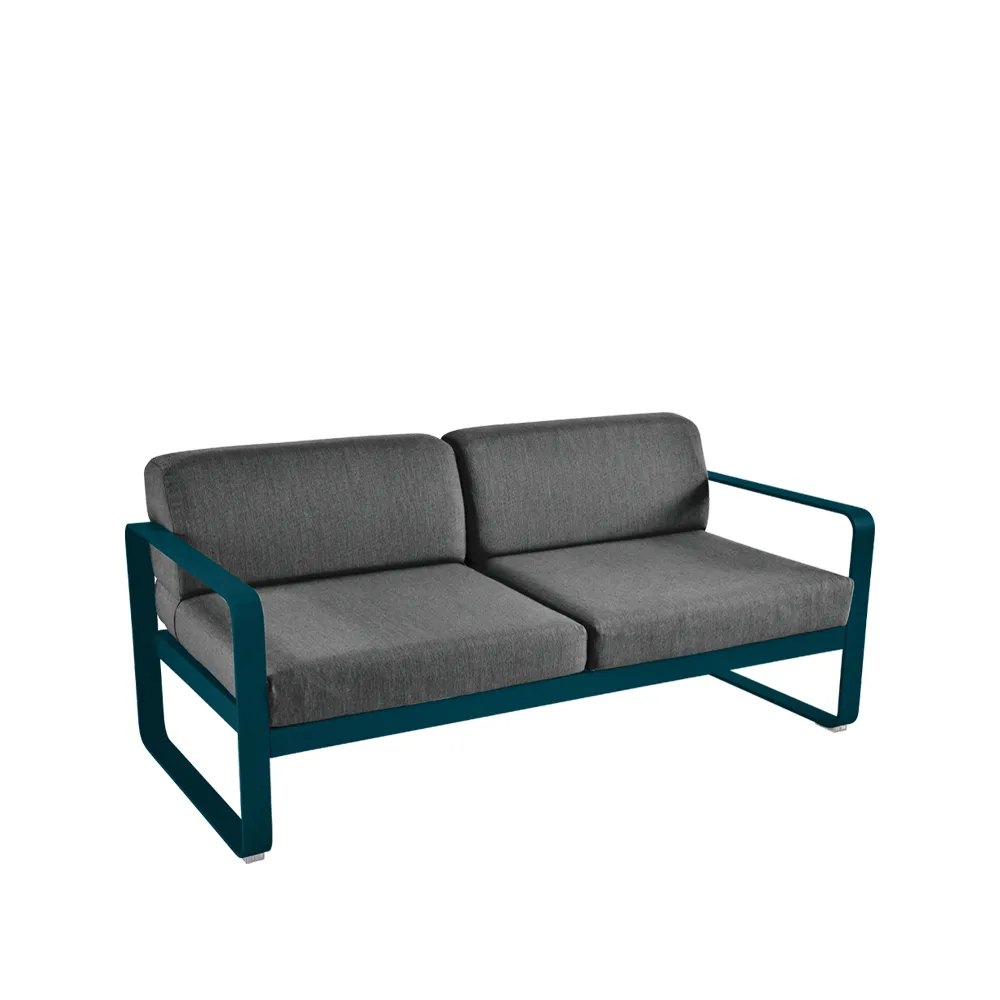 Bellevie 2-sits soffa, Acapulco blue (blå), graphite grey dyna Fermob
