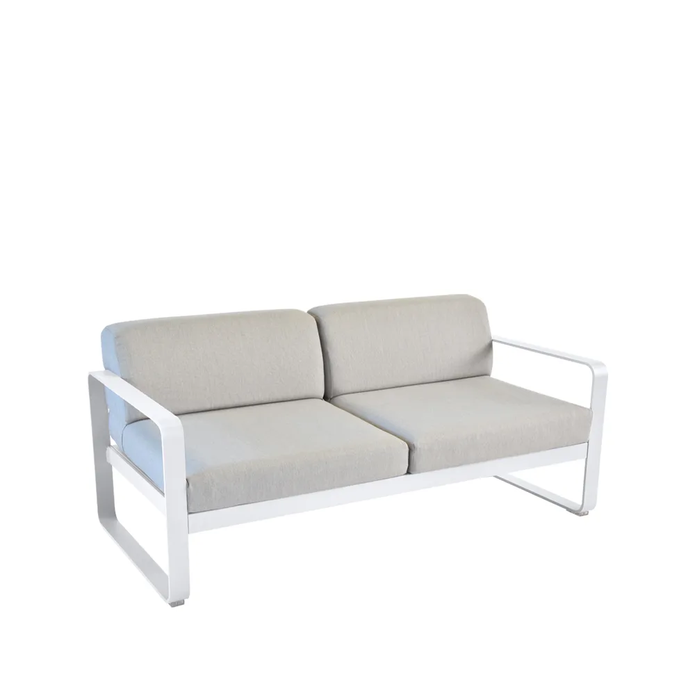 Bellevie 2-sits soffa, Cotton white (vit), flannel grey dyna Fermob