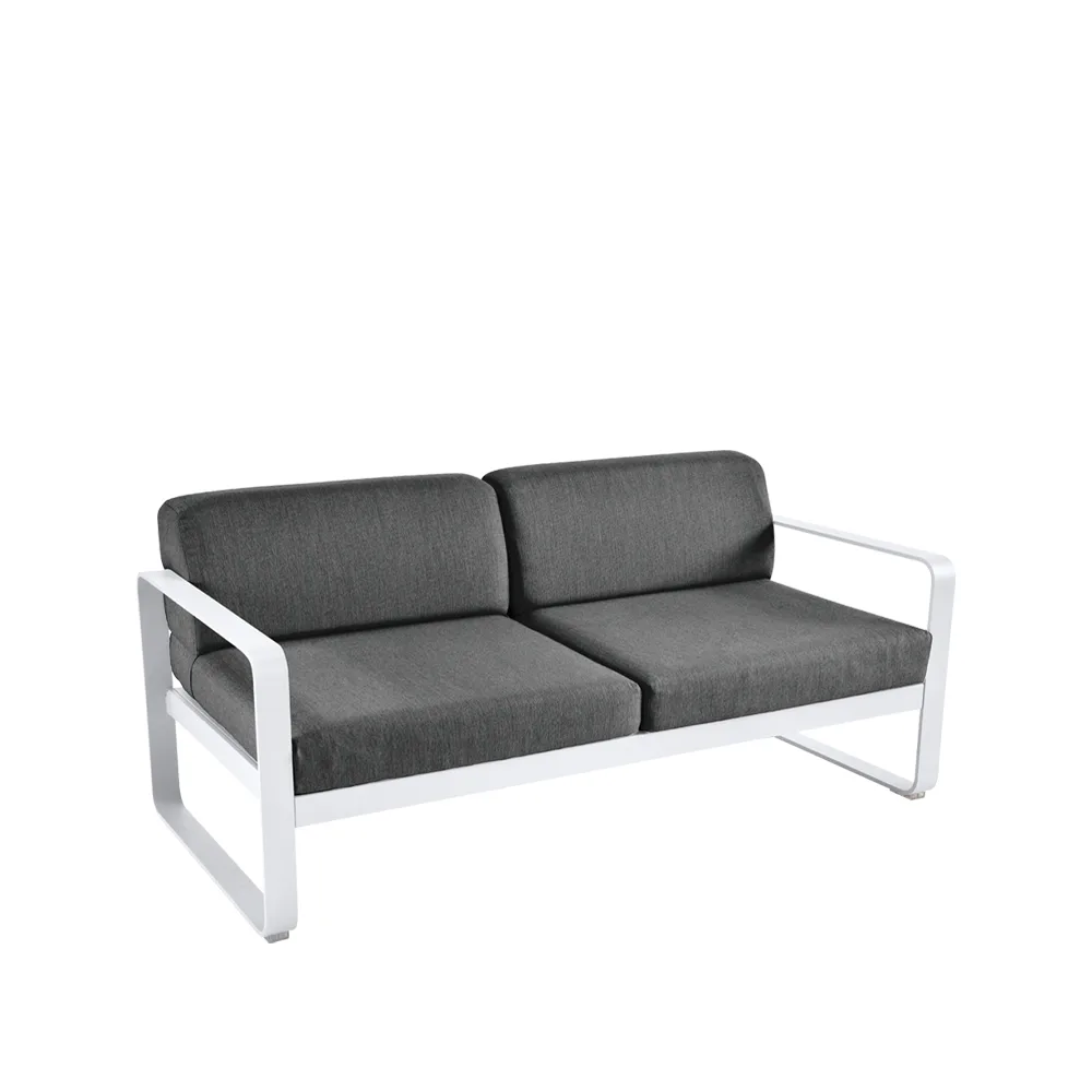 Bellevie 2-sits soffa, Cotton white (vit), graphite grey dyna Fermob