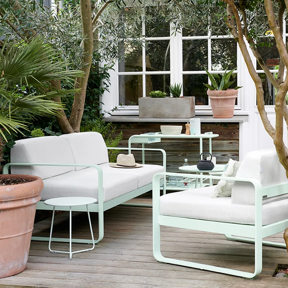 Bellevie 2-sits soffa, Deep blue (blå), off-white dyna Fermob