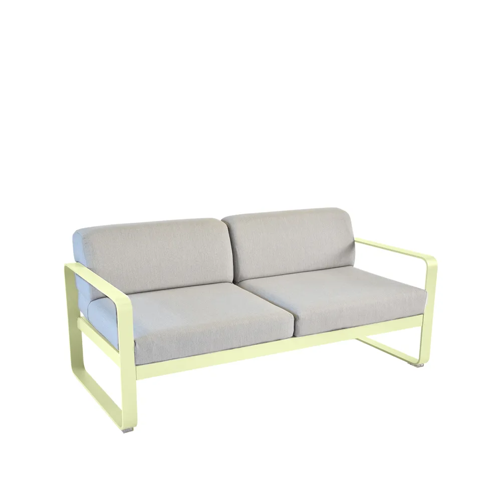 Bellevie 2-sits soffa, Frosted lemon (gul), flannel grey dyna Fermob
