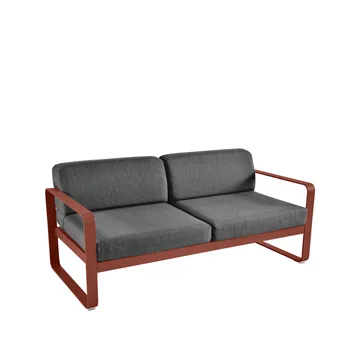 Bellevie 2-sits soffa - Red ochre (röd), graphite grey dyna - Fermob