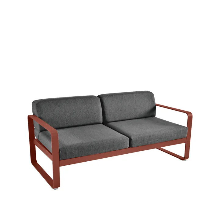 Bellevie 2-sits soffa - Red ochre (röd), graphite grey dyna - Fermob