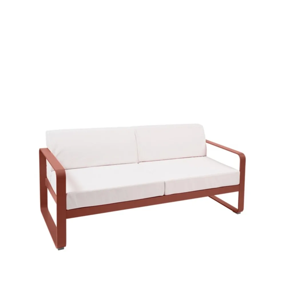 Bellevie 2-sits soffa, Red ochre (röd), off-white dyna Fermob