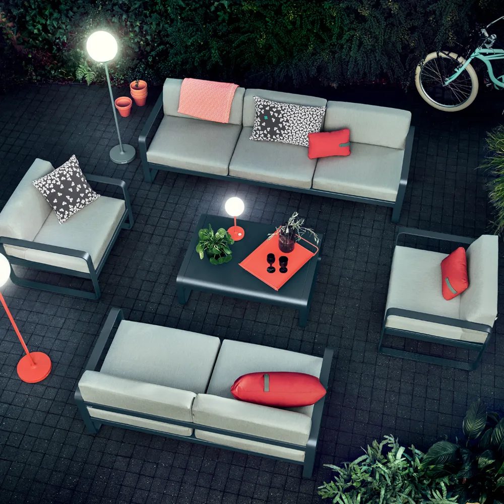 Bellevie 2-sits soffa, Red ochre (röd), off-white dyna Fermob