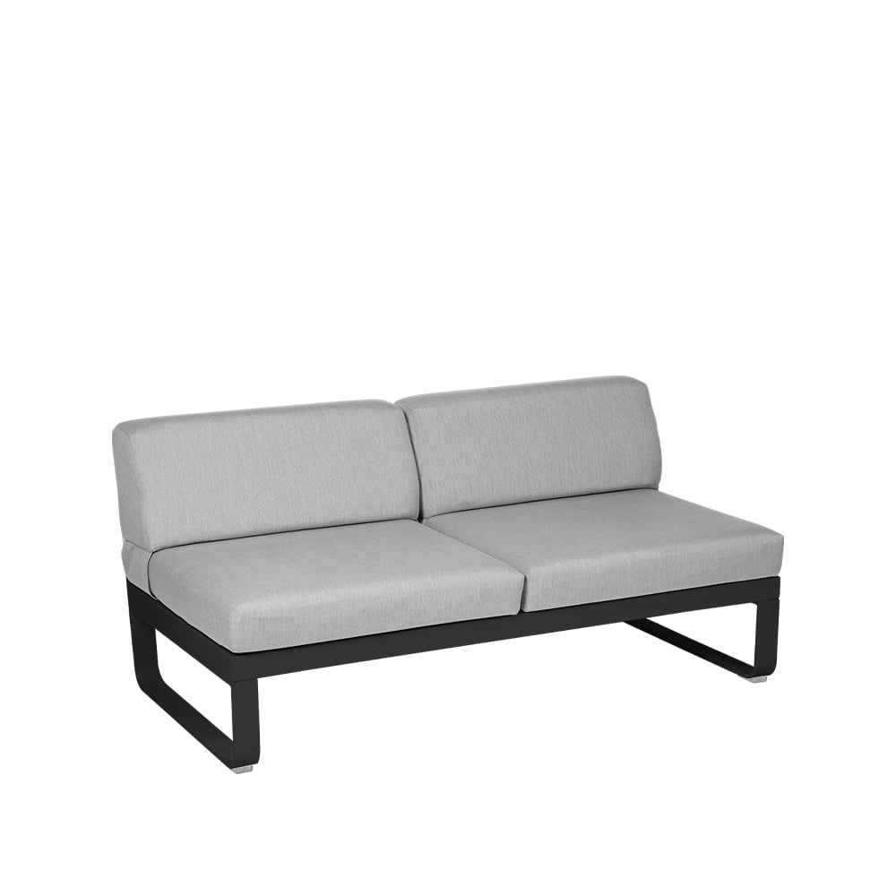 Fermob Bellevie Central modulsoffa 2-sits liquorice, flannel grey dyna