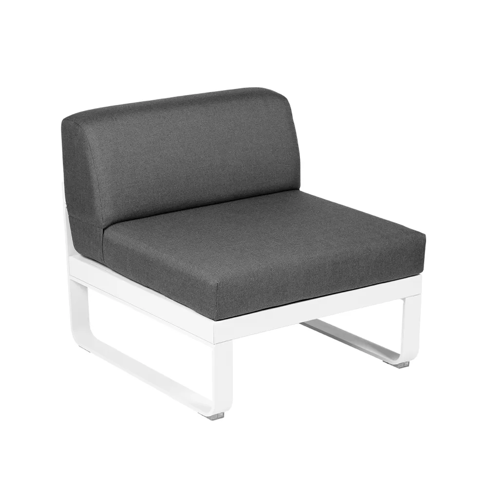 Bellevie Central modulsoffa, Cotton white (vit), graphite grey dyna, 1-sits Fermob