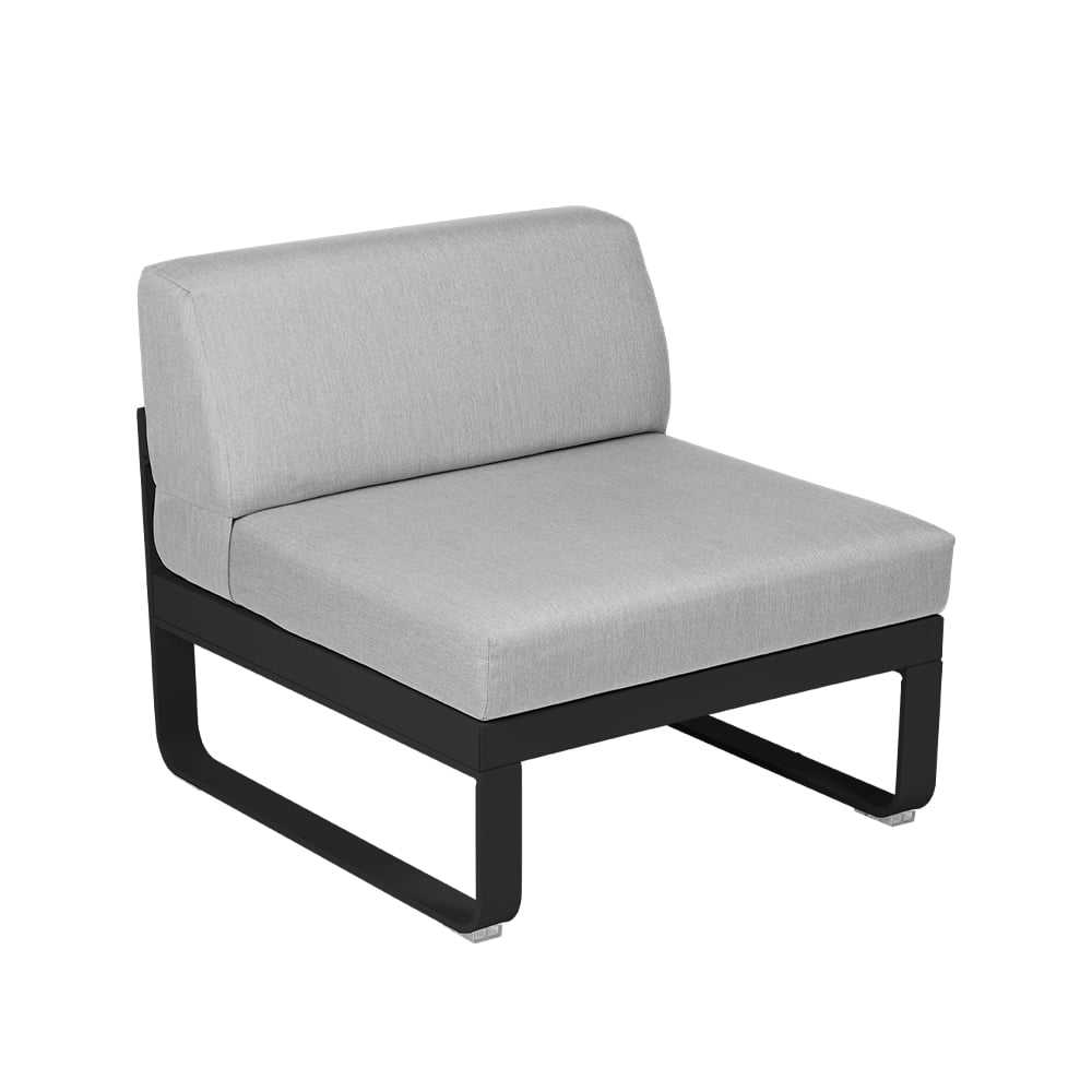 Fermob Bellevie Central modulsoffa liquorice, flannel grey dyna, 1-sits