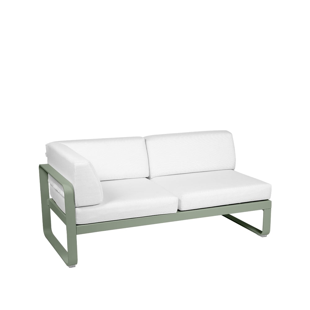Fermob Bellevie Corner modulsoffa 2-sits cactus, offwhite dyna, vänster