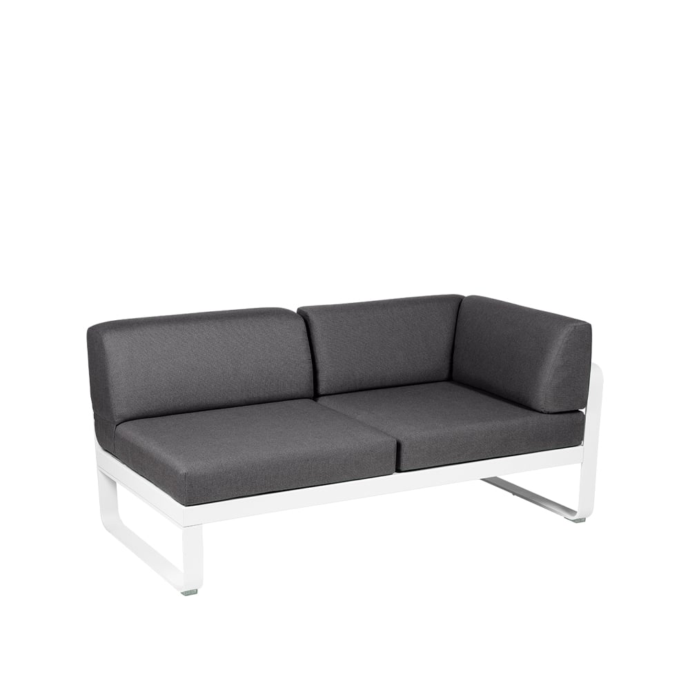 Fermob Bellevie Corner modulsoffa 2-sits cotton white-graphite grey dyna-höger