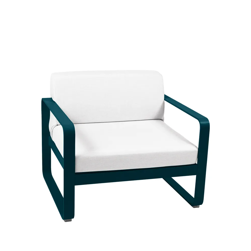 Bellevie fåtölj, Acapulco blue (blå), off-white dyna Fermob