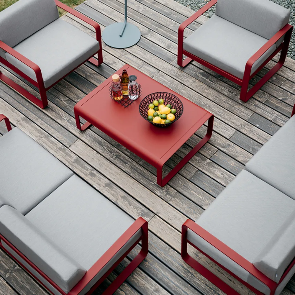 Bellevie fåtölj, clay grey, off-white dyna Fermob