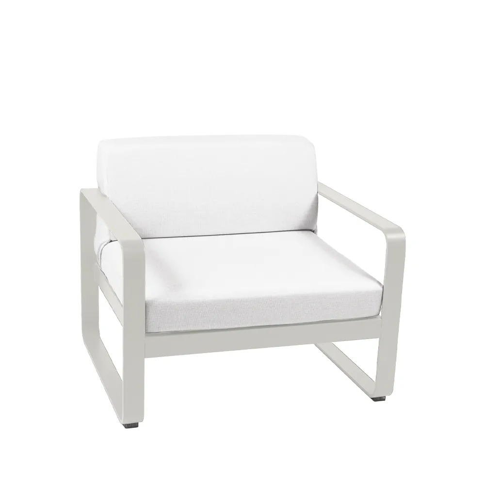 Bellevie fåtölj, clay grey, off-white dyna Fermob