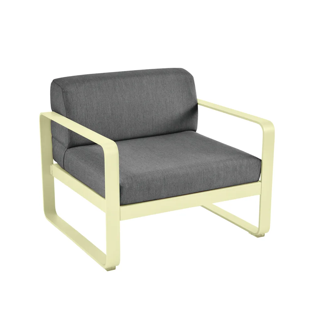 Bellevie fåtölj, Frosted lemon (gul), graphite grey dyna Fermob