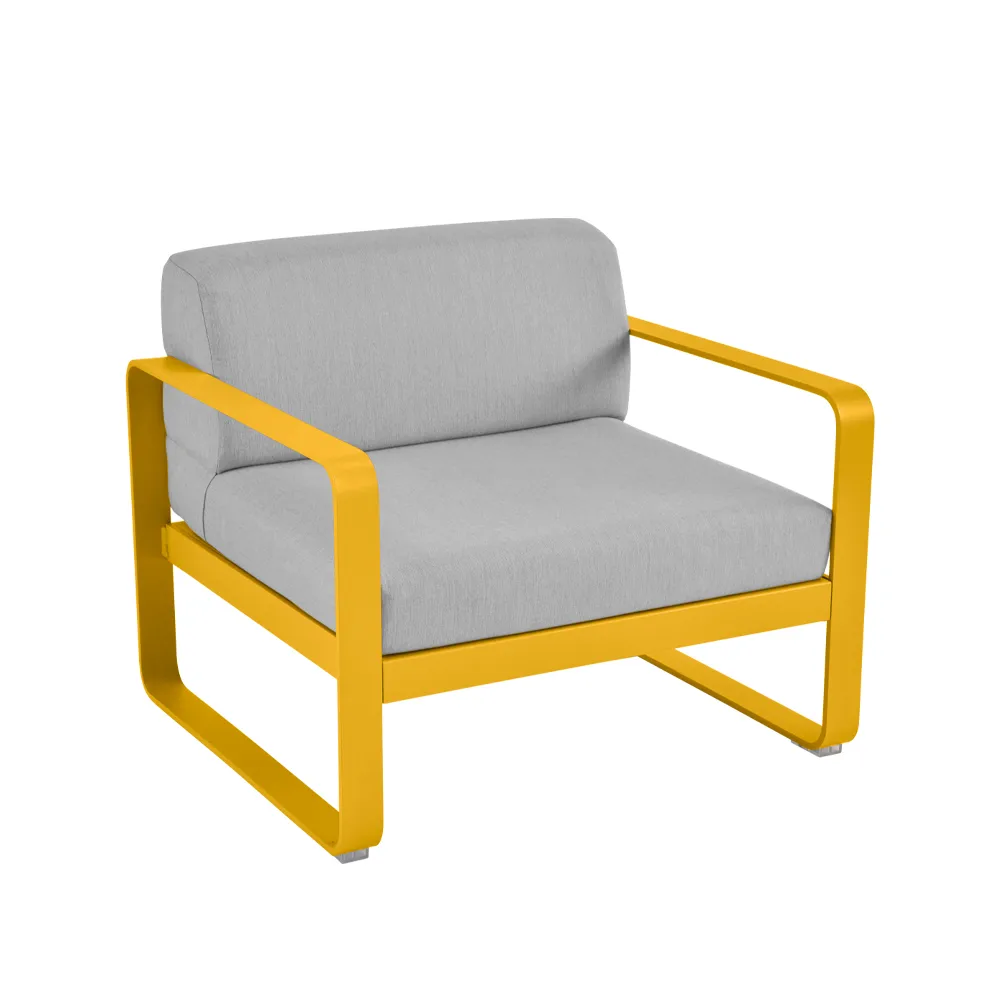 Bellevie fåtölj, honey, flannel grey dyna Fermob