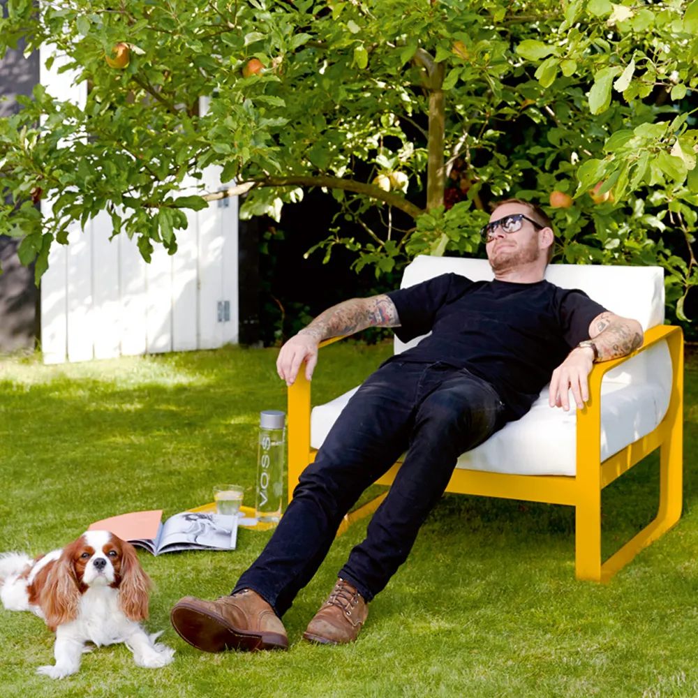 Bellevie fåtölj, honey, graphite grey dyna Fermob