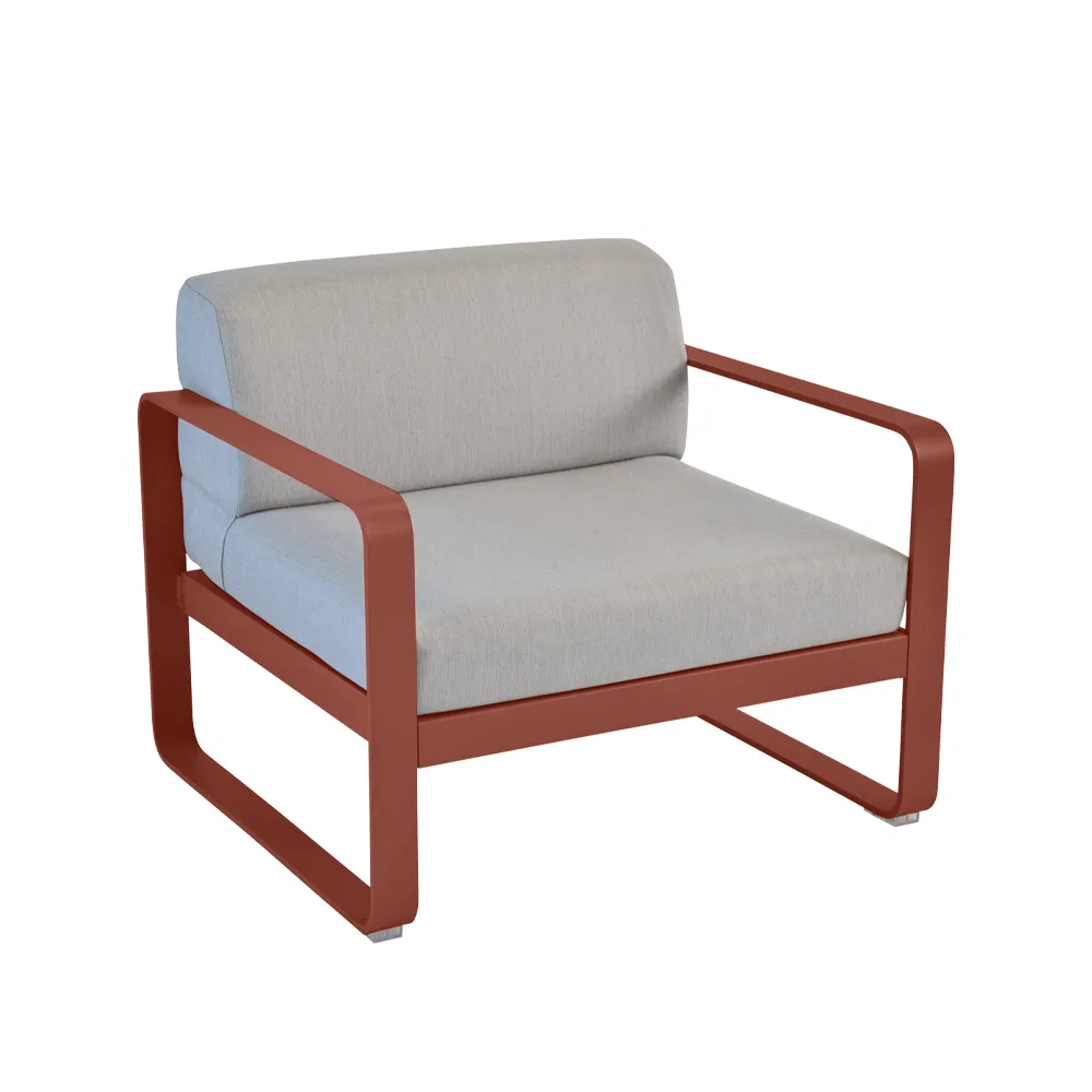 Bellevie fåtölj, Red ochre (röd), flannel grey dyna Fermob