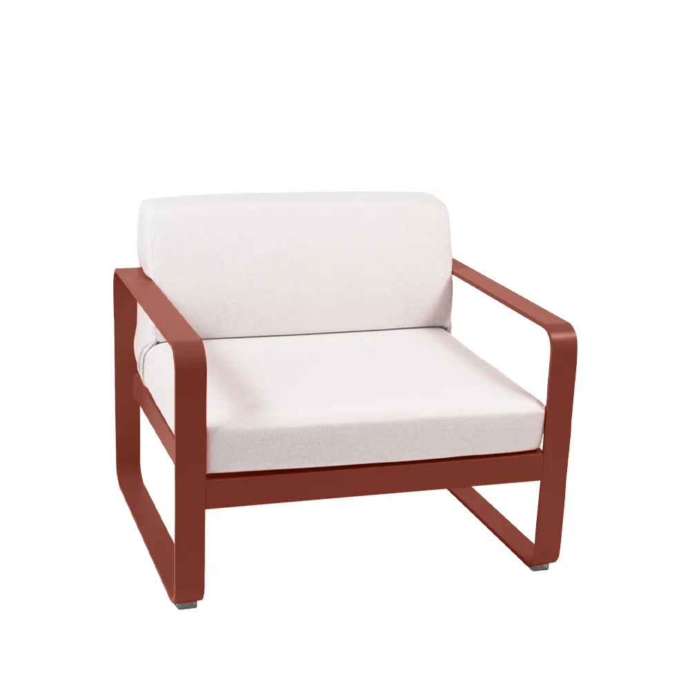 Bellevie fåtölj, Red ochre (röd), off-white dyna Fermob