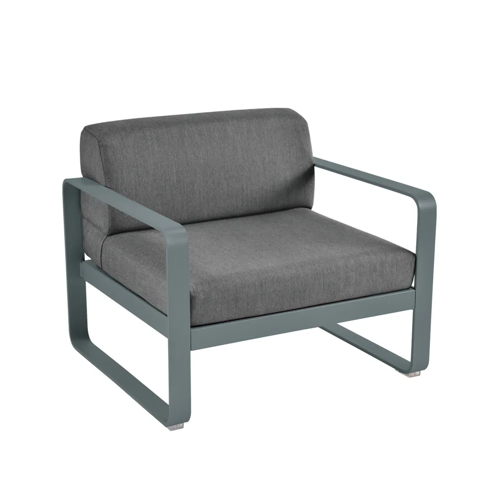 Bellevie fåtölj, Storm grey (grå), graphite grey dyna Fermob