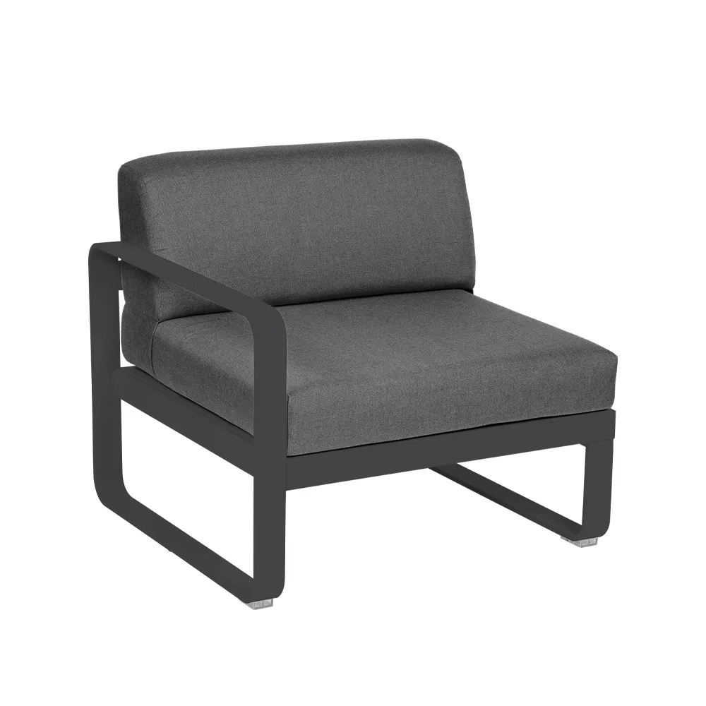 Bellevie Left modulsoffa, Anthracite (grå), graphite grey dyna, 1-sits Fermob