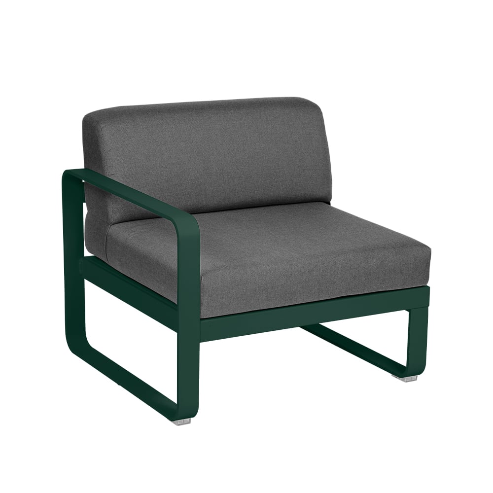 Fermob Bellevie Left modulsoffa cedar green, graphite grey dyna, 1-sits