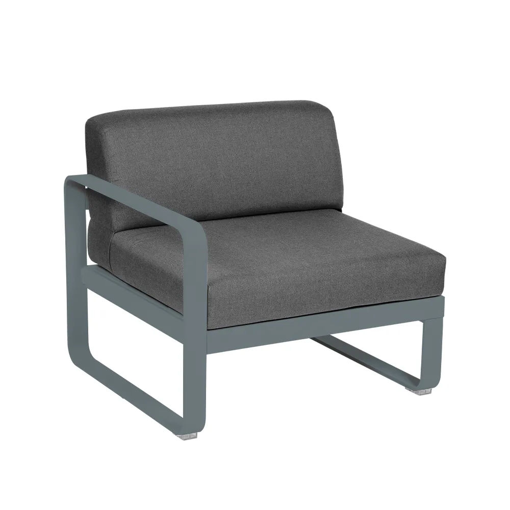 Bellevie Left modulsoffa, Storm grey (grå), graphite grey dyna, 1-sits Fermob