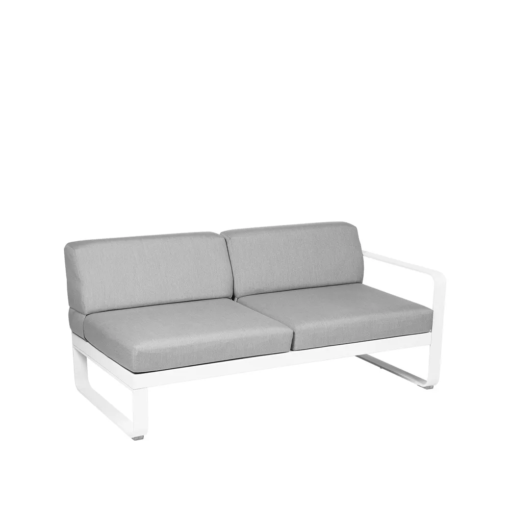 Bellevie Right modulsoffa, 2-sits Cotton white (vit), flannel grey dyna Fermob