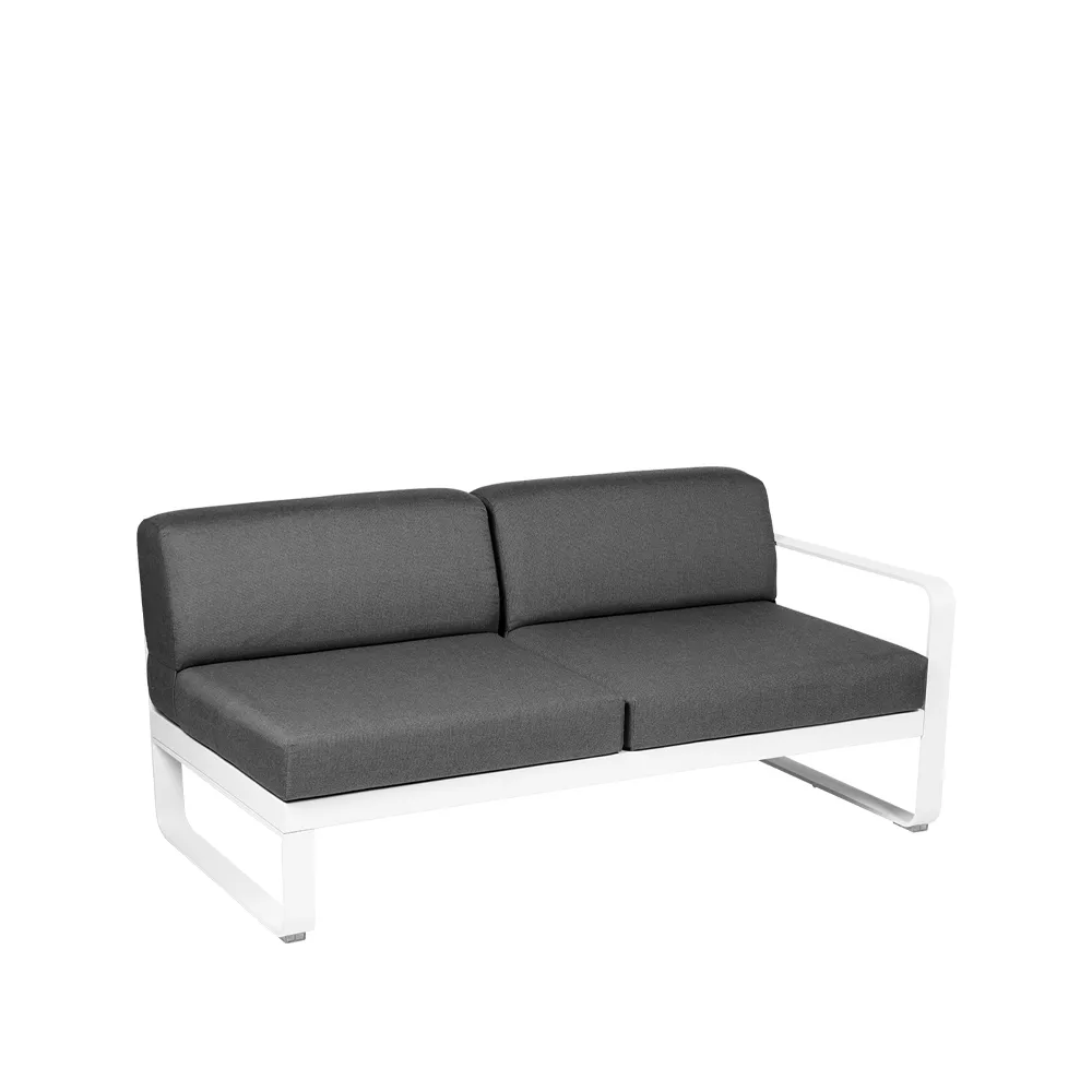 Bellevie Right modulsoffa, 2-sits Cotton white (vit), graphite grey dyna Fermob