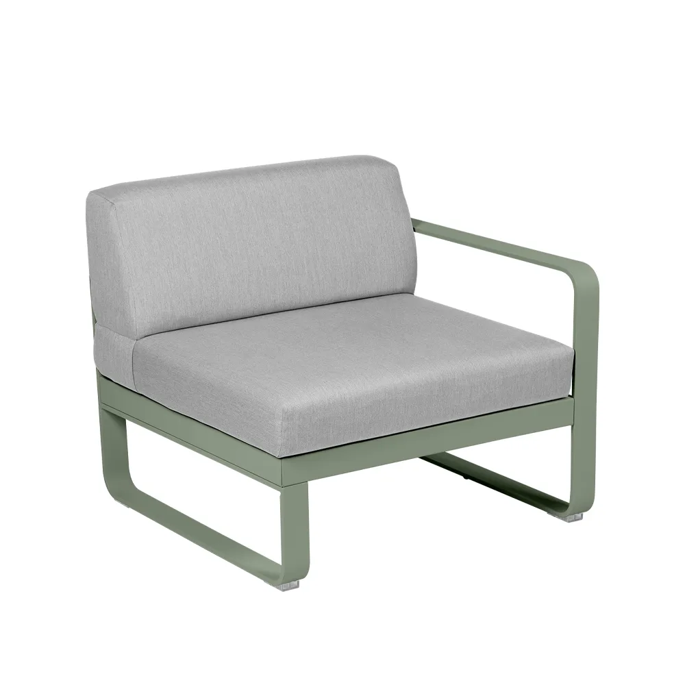 Bellevie Right modulsoffa, Cactus (grön), flannel grey dyna, 1-sits Fermob