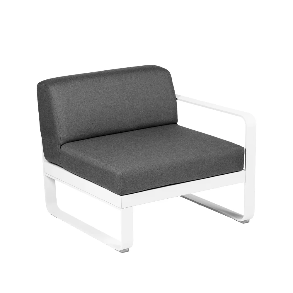 Bellevie Right modulsoffa, Cotton white (vit), graphite grey dyna, 1-sits Fermob