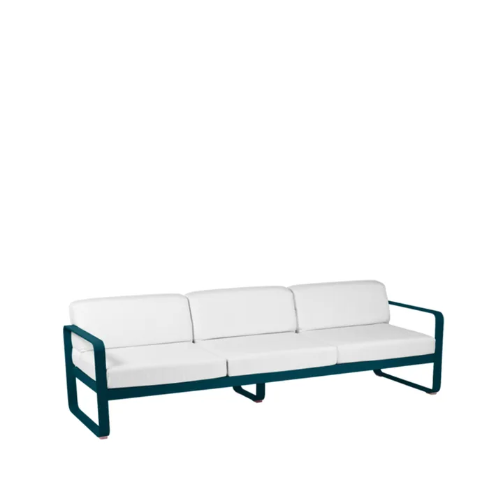 Bellevie soffa - 3-sits Acapulco blue (blå), off-white dyna - Fermob