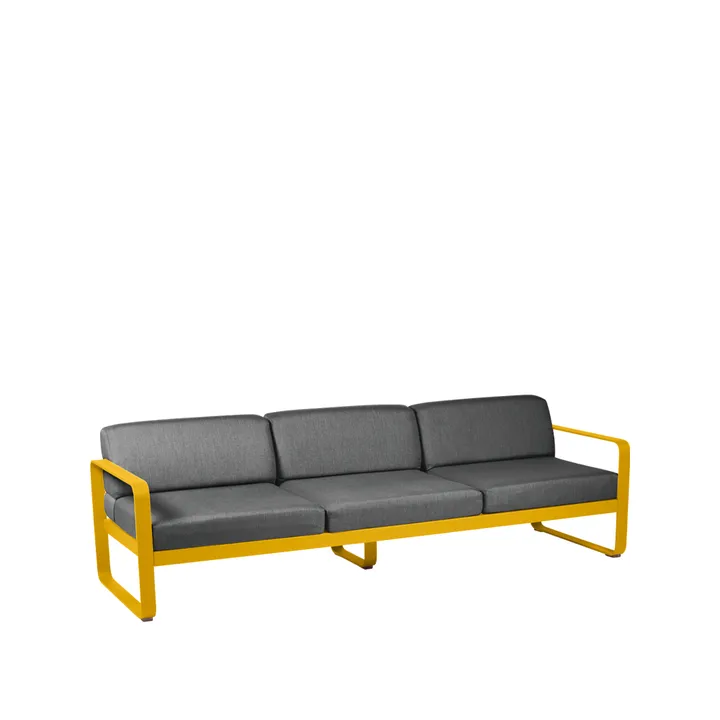 Bellevie soffa - 3-sits Honey (gul), graphite grey dyna - Fermob