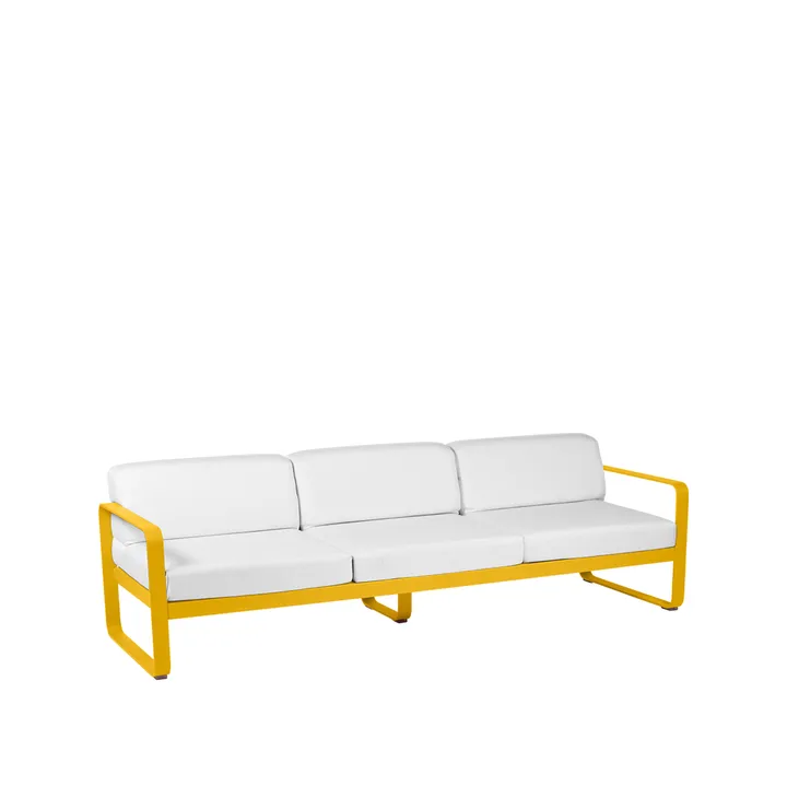Bellevie soffa - 3-sits Honey (gul), off-white dyna - Fermob