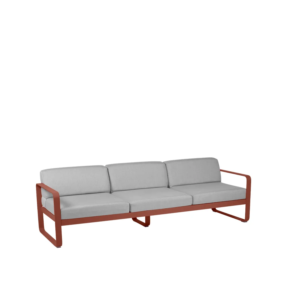 Bellevie soffa, 3-sits Red ochre (röd), flannel grey dyna Fermob