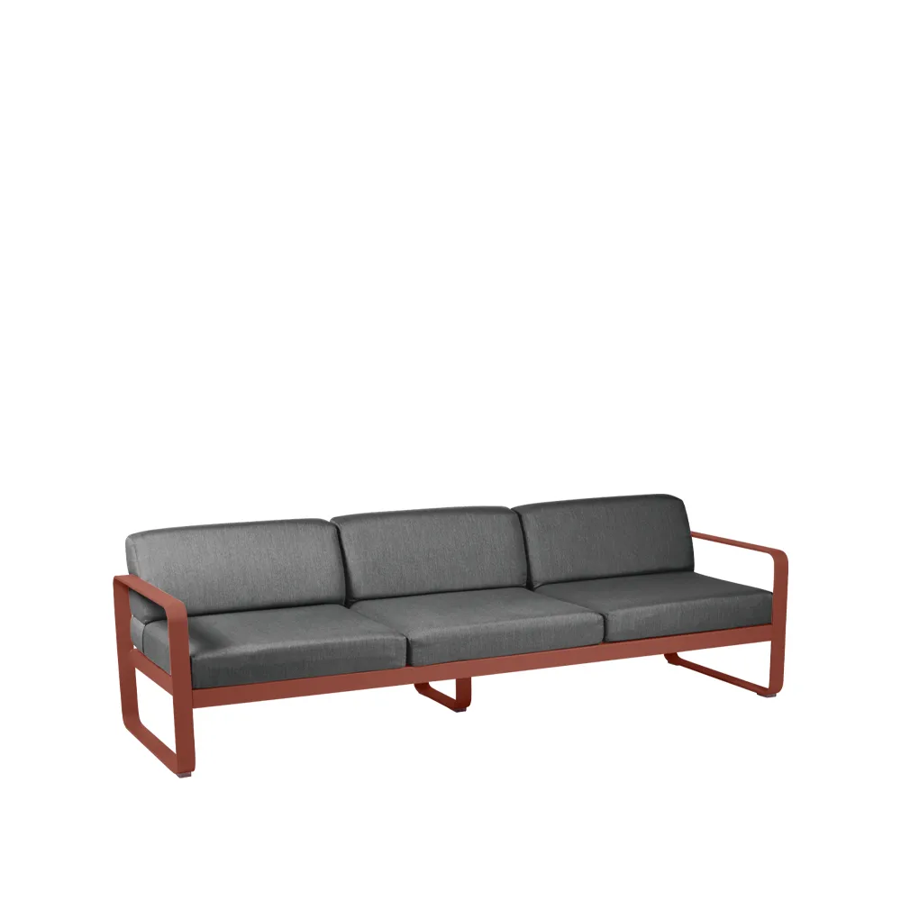 Bellevie soffa, 3-sits Red ochre (röd), graphite grey dyna Fermob