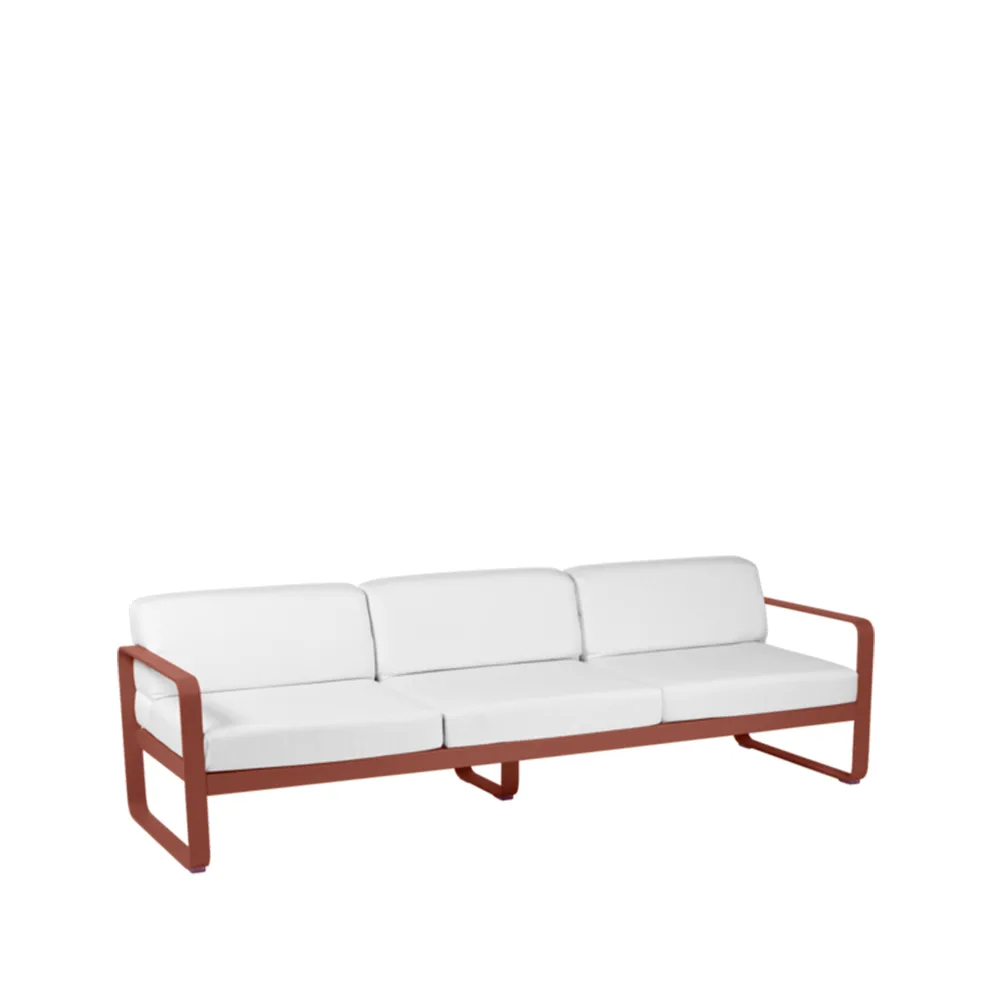Bellevie soffa, 3-sits Red ochre (röd), off-white dyna Fermob