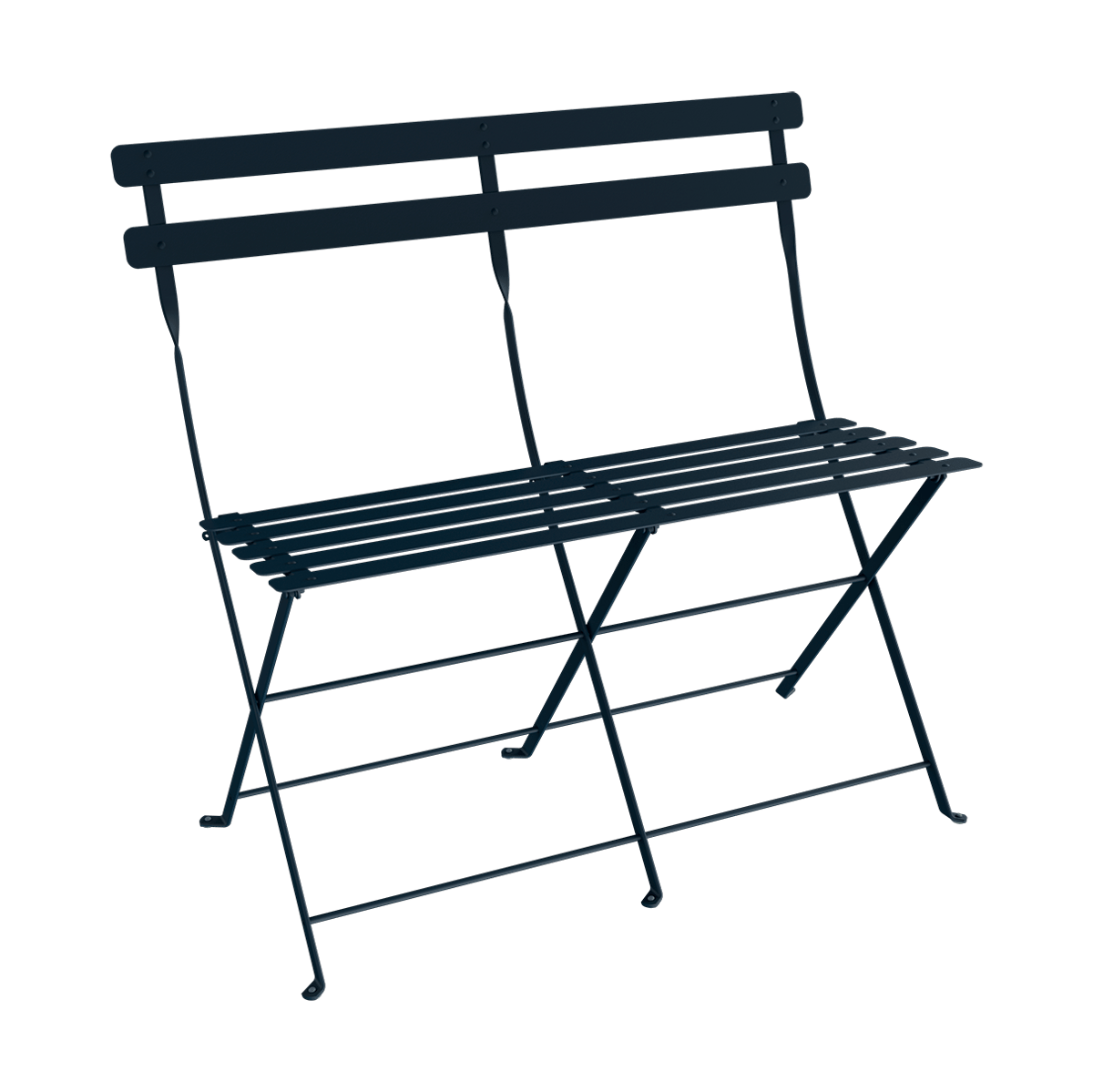 Fermob Bistro 2-sits bänk med ryggstöd Deep blue | Skandinavisk Design | Trädgårdsbänkar | Blå